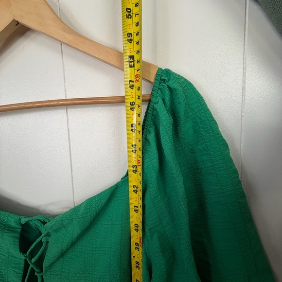 Addition Elle Green Maxi Tiered Lace-Up Peasant Dress Party Stretch size 3X - Picture 14 of 16